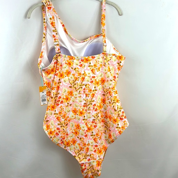 Kona Sol Floral Women's One Shoulder High Coverage One Piece Swimsuit 22W - Picture 10 of 12